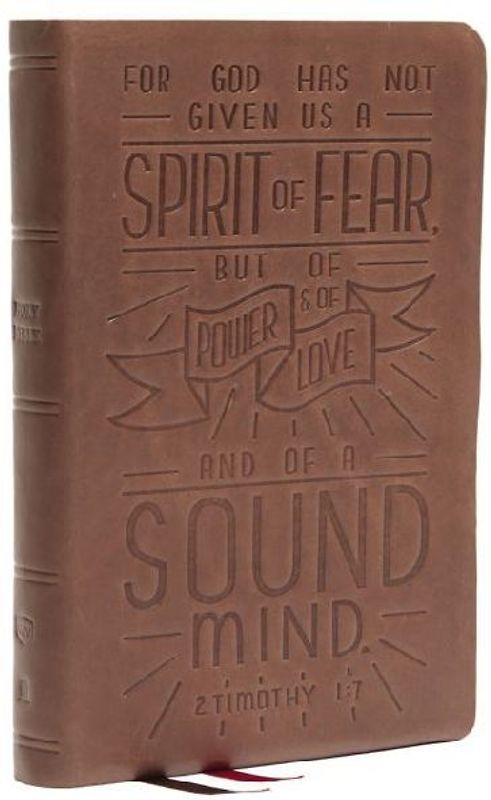 Nkjv, Personal Size Reference Bible, Verse Art Cover Collection, Genuine Leather, Brown, Red Letter, Comfort Print