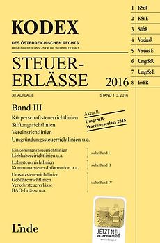 KODEX Steuer-Erlässe 2016 Band III