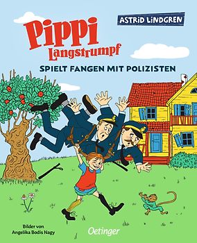 Pippi Langstrumpf spielt Fangen mit Polizisten