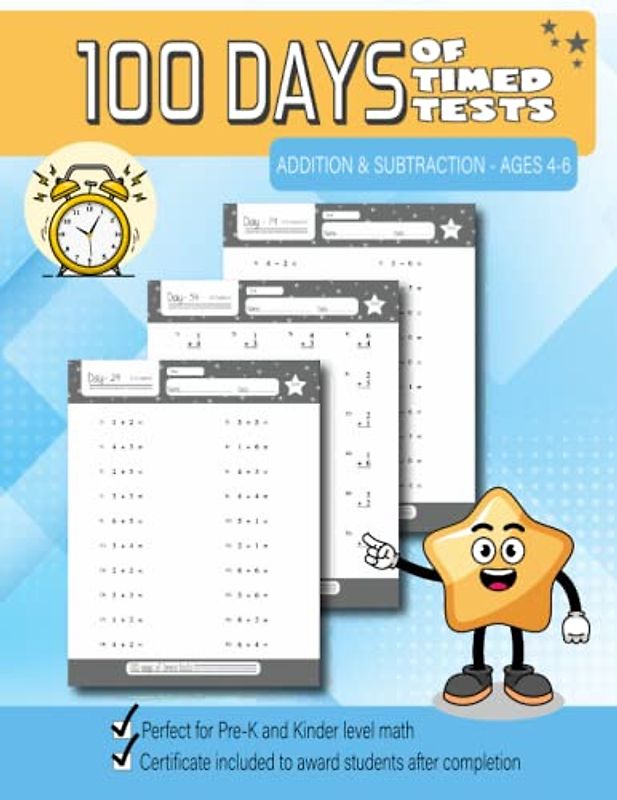 100 Days Timed Tests: Addition Subtraction Workbook | Math books for Preschoolers and Kindergarten