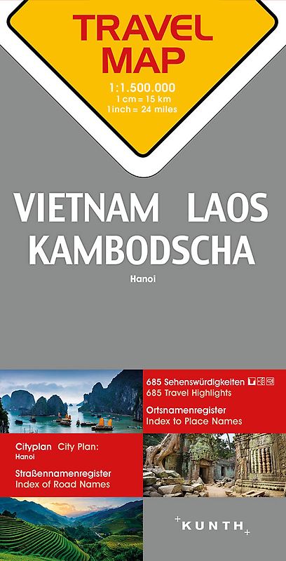 KUNTH TRAVELMAP Vietnam, Laos, Kambodscha 1:1,5 Mio.