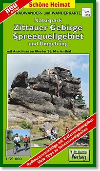 Radwander- und Wanderkarte Naturpark Zittauer Gebirge, Spreequellgebiet und Umgebung
