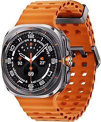 Image of Samsung Galaxy Watch Ultra 47 mm kast van titanium op titanium gray Marine Band orange [wifi + cellular] (Refurbished)