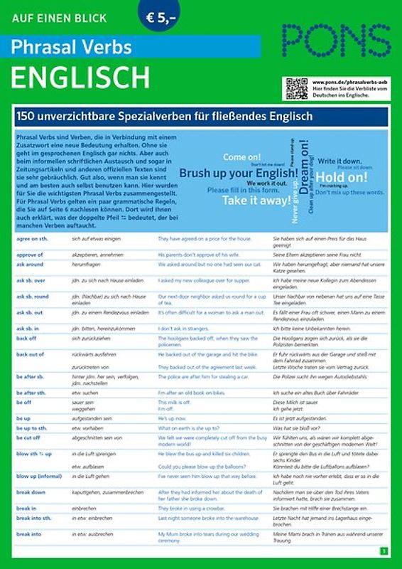 PONS Phrasal Verbs auf einen Blick Englisch