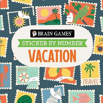 Brain Games - Sticker by Number Compact Edition: Vacation 7x7 Inches Travel Size Activity Book for Adults & Kids 7+