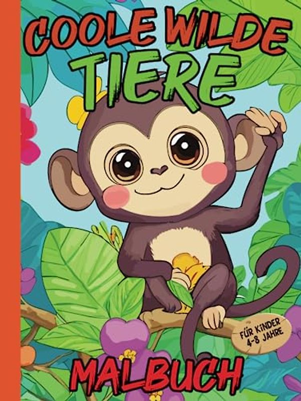 Coole Wilde Tiere Malbuch für Kinder 4-8 Jahre: Tiere im großen Format zum Ausmalen für Kinder im Alter von 4-8 Jahren | für Mädchen und Jungen