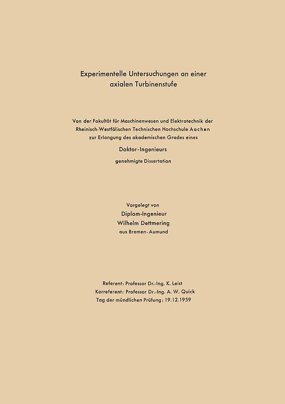 Experimentelle Untersuchungen an einer axialen Turbinenstufe