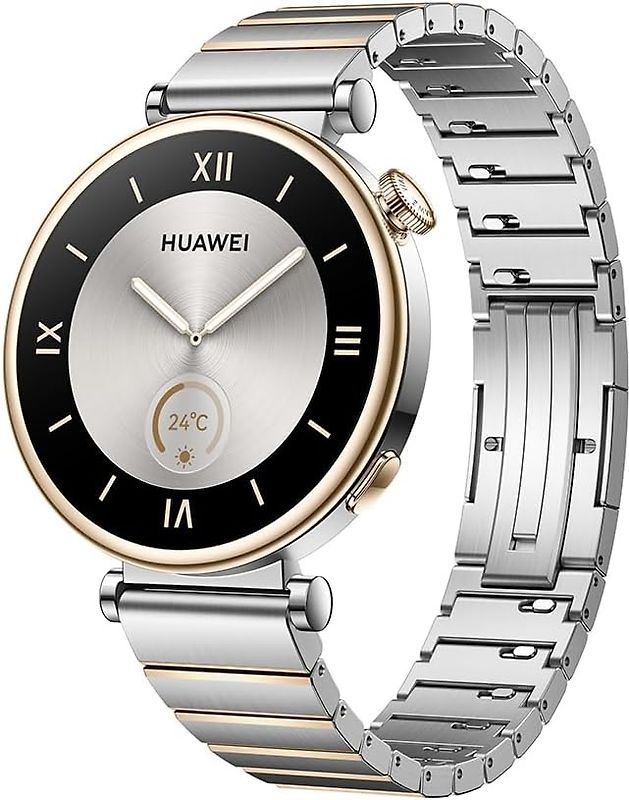 Huawei Watch GT 4 41 mm or et bracelet en acier inoxydable argent