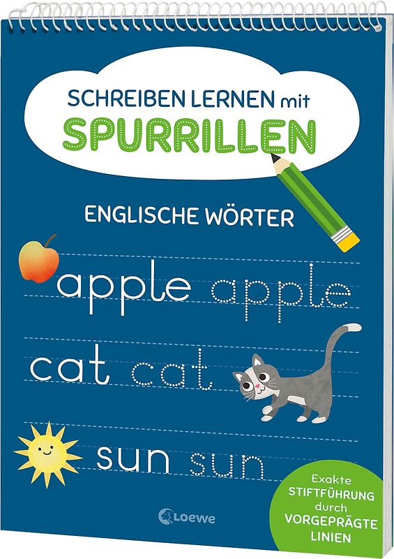 Schreiben lernen mit Spurrillen - Englische Wörter