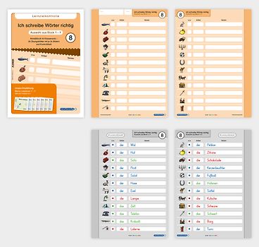 Ich schreibe Wörter richtig - Abreißblock 8 - Lernzielkontrolle - Auswahl Lernwörter aus Block 1-7