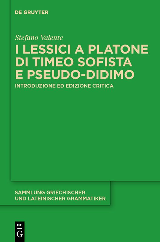 I lessici a Platone di Timeo Sofista e Pseudo-Didimo