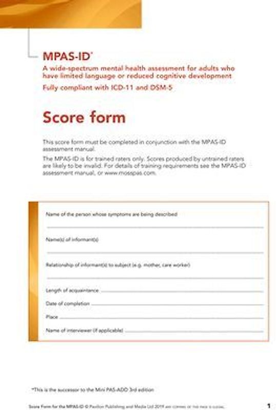 Moss-Pas (ID) Interview Score Forms