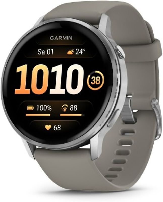 Garmin Venu 4 45 mm argent avec bracelet en silicone gris [Wi-Fi]