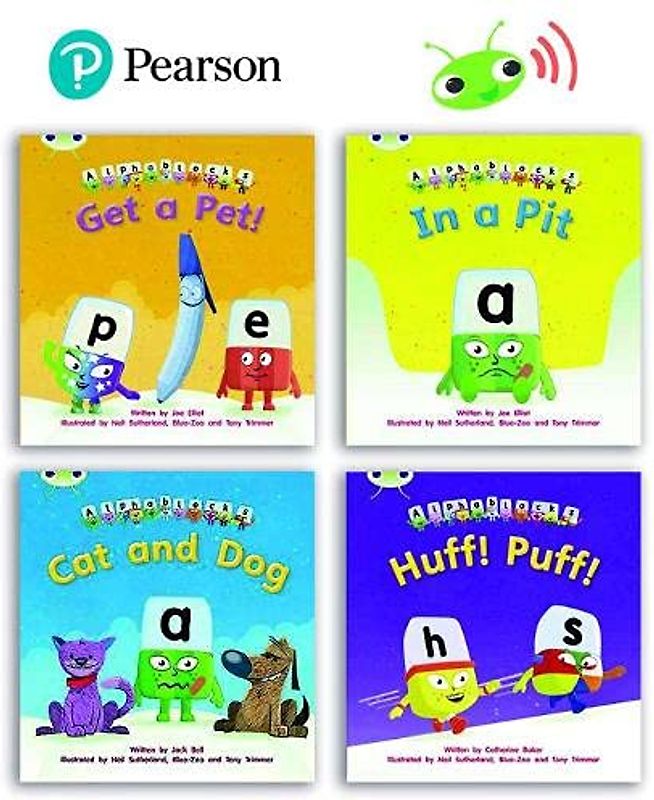 Learn to Read at Home with Bug Club Phonics Alphablocks: Phase 2 - Reception Term 1 (4 fiction books) Pack B