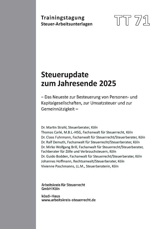 Steuerupdate zum Jahresende 2025