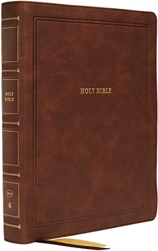 NKJV, Reference Bible, Wide Margin Large Print, Leathersoft, Brown, Red Letter, Comfort Print: Holy Bible, New King James Version
