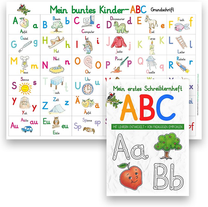 Mein buntes Kinder-ABC DIN A4 in Grundschrift + Mein erstes Schreiblernheft Grundschrift