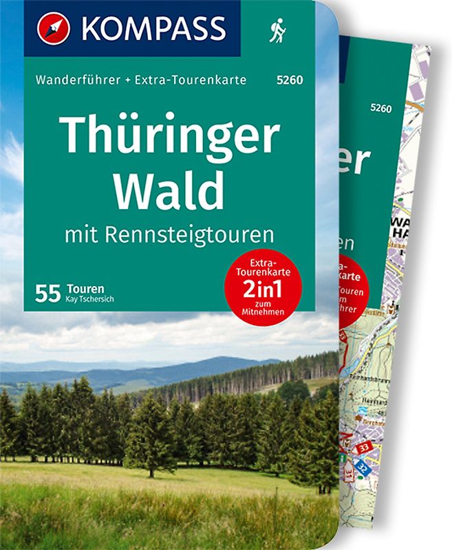 KOMPASS Wanderführer Thüringer Wald mit Rennsteigtouren, 55 Touren mit Extra-Tourenkarte