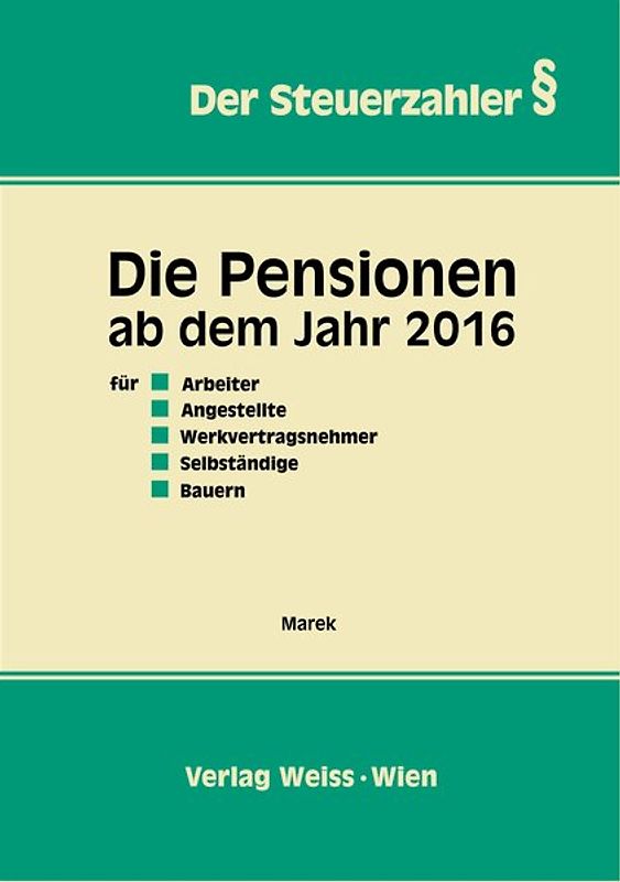 Die Pensionen ab dem Jahr 2016