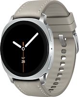 Samsung Galaxy Watch8 44 mm Boîtier aluminium argent sur Hybride premium taupe [Wi-Fi + 4G]