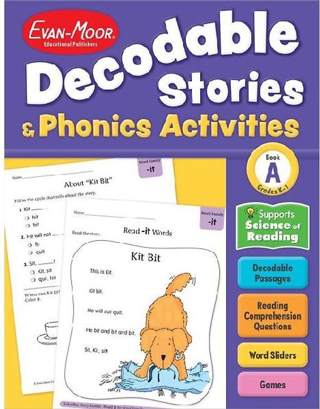 Decodable Stories and Phonics Activities, Book A, Grades K-1
