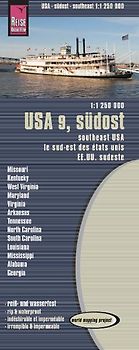 Reise Know-How Landkarte USA 9, Südost (1:1.250.000): Missouri, Kentucky, West Virginia, South Carolina, …. world mapping project