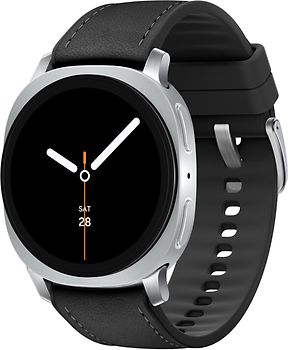 Samsung Galaxy Watch8 44 mm Boîtier aluminium argent sur Hybride premium noir [Wi-Fi]
