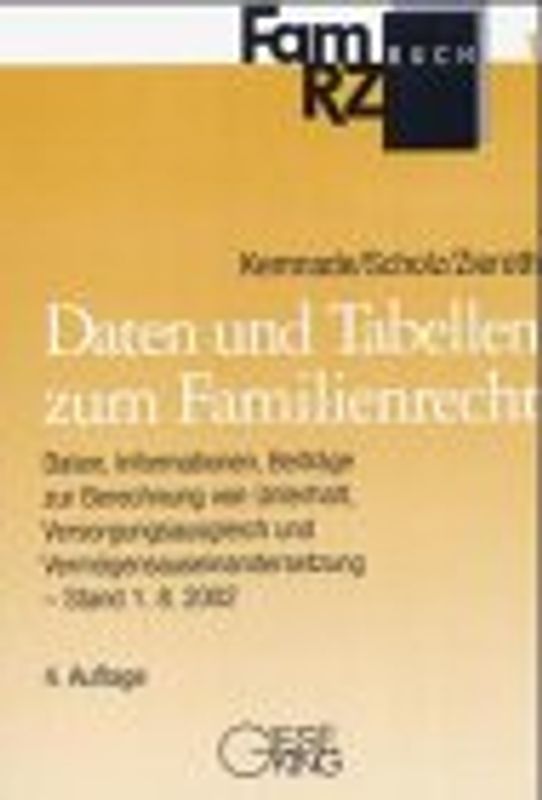Daten und Tabellen zum Familienrecht