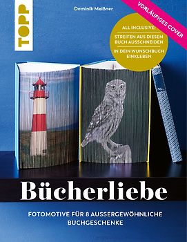 Motivblock - Bücherkunst mit Fotos. In Streifen geschnittene Fotos in ein Buch geklebt ergeben ein beeindruckendes Bild