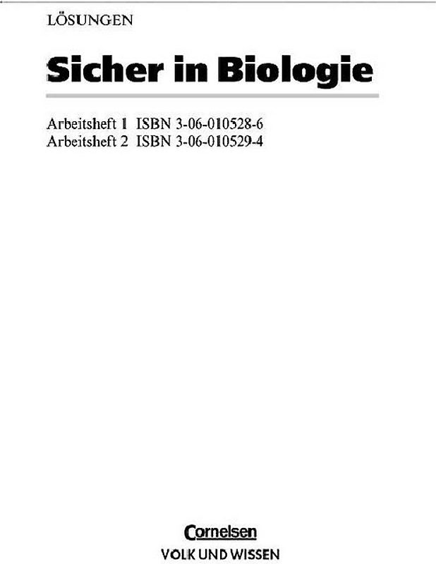 Sicher in Biologie. Lösungen 1 und 2