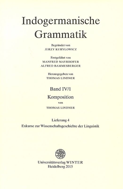 Indogermanische Grammatik, Bd IV: Wortbildungslehre (Derivationsmorphologie) / Komposition