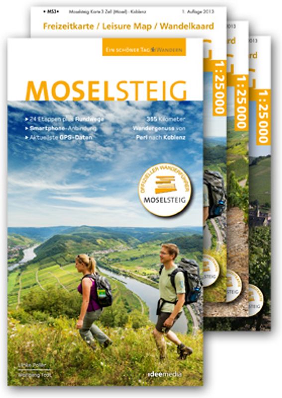 Moselsteig - PremiumSet. Offizieller Wanderführer mit drei Karten 1:25000, GPS-Daten, Höhenprofile, Online-Anbindung "Scan to go".