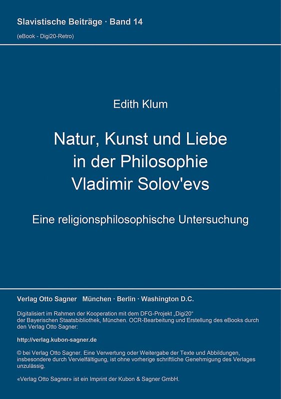 Natur, Kunst und Liebe in der Philosophie Vladimir Solov'evs