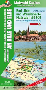 Sachsenwald = Rad-, Reit- u. Wanderkarte - Sachsenwald, Hohes Elbufer, Vier- und Marschlande Landschaften an Bille und Elbe