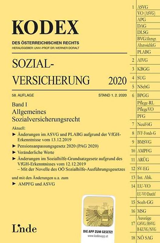 KODEX Sozialversicherung 2020, Band I