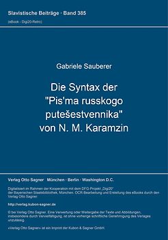 Die Syntax der "Pis'ma russkogo putešestvennika" von N. M. Karamzin