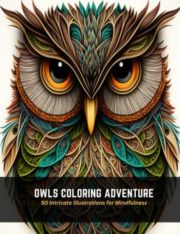 Owls Coloring Adventure: 50 Intricate Illustrations for Mindfulness
