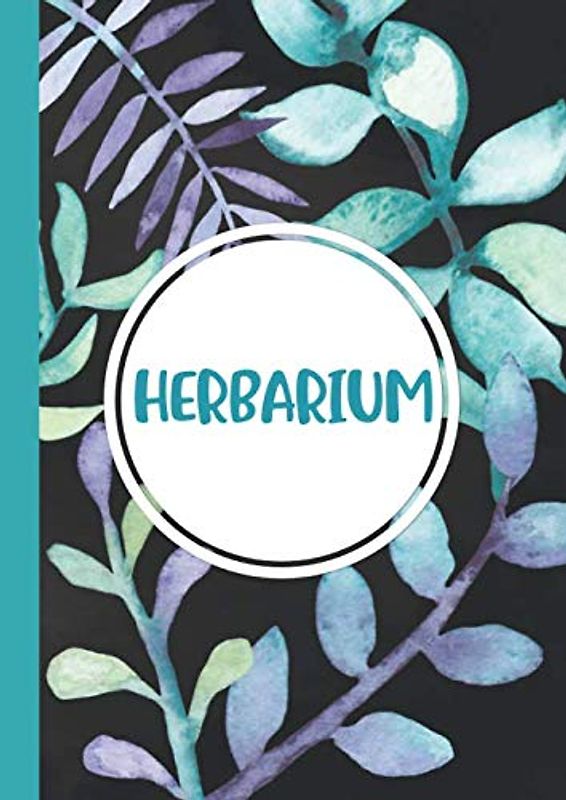 Herbarium: Großes Herbarium zur Pflanzenaufbewahrung | mit vorgefertigten Etiketten zur Pflanzenbestimmung | ausreichend Platz für getrocknete Blüten und Blätter | Motiv: Blätter dunkel