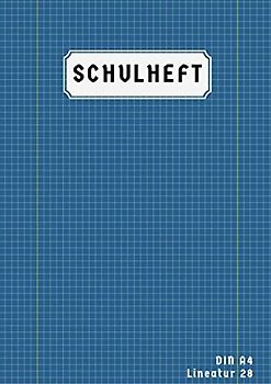 Schulheft 28: Heft Din A4 Kariert Doppelrand | 50 Blatt | Matheheft A4 Lineatur 28 Mit Rand | Rechenheft Lineatur 28 Din A4 | Blau