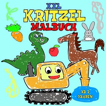 XXL Kritzel Malbuch ab 2 Jahren: Mein erstes großes Malbuch mit 55 tollen Motiven | Spielerisch die Kreativität und Feinmotorik | Erstes Kritzeln und Ausmalen für Mädchen und Jungen