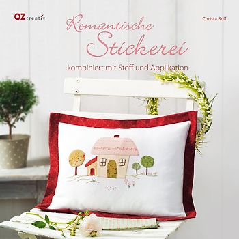 Romantische Stickerei kombiniert mit Stoff und Applikation