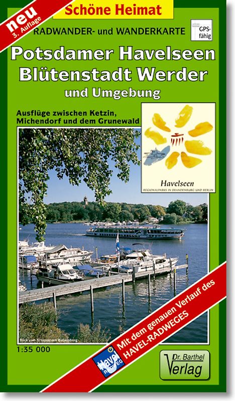 Radwander- und Wanderkarte Potsdamer Havelseen, Blütenstadt Werder und Umgebung