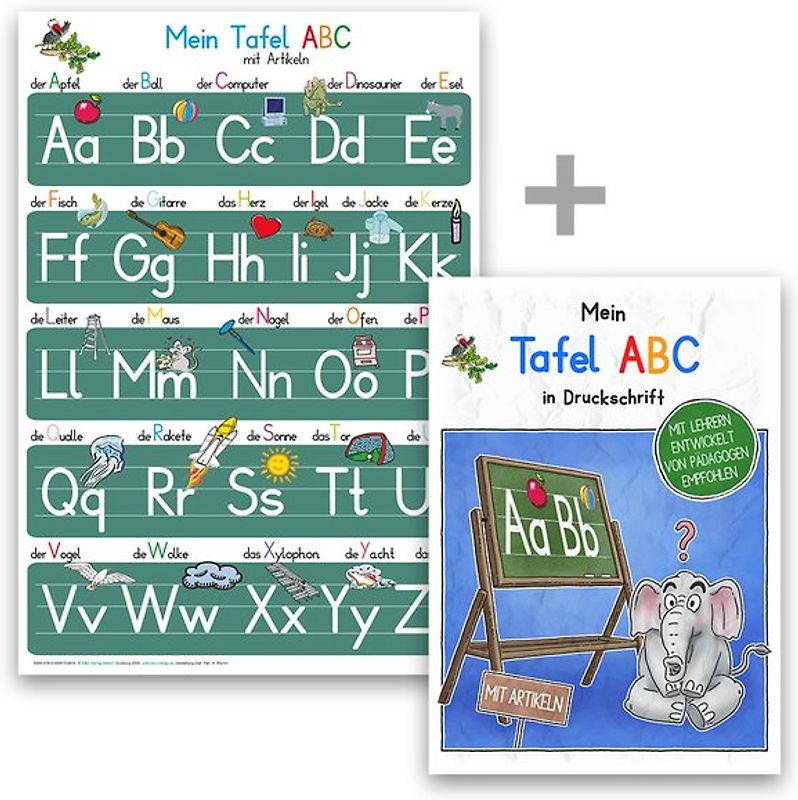 Mein Tafel-ABC in Druckschrift mit Artikeln-Set