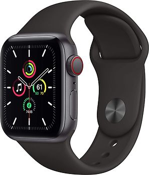 Apple Watch SE 40 mm boîter aluminium gris sidéral et bracelet sport noir [Wi-Fi + Cellulaire]