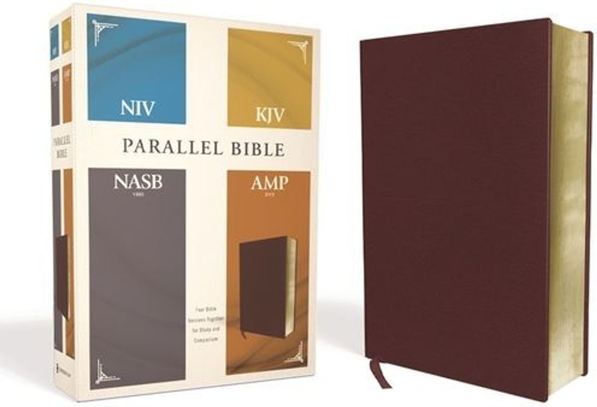 Niv, Kjv, Nasb, Amplified, Parallel Bible, Bonded Leather, Burgundy