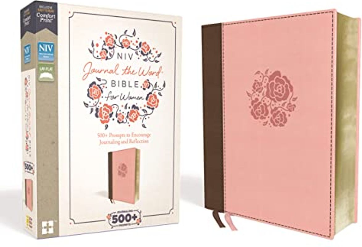 NIV, Journal the Word Bible for Women, Leathersoft, Pink, Red Letter Edition, Comfort Print