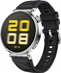 Image of Huawei Watch GT 5 41 mm roestvrij stalen kast zilver met fluorelastomeer bandje zwart (Refurbished)
