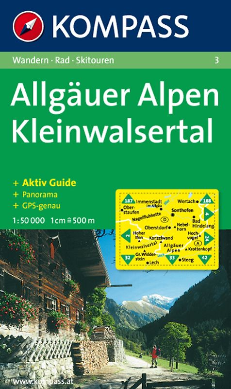 Allgäuer Alpen - Kleinwalsertal. Wanderkarte mit Aktiv Guide, Panorama, Radrouten und Skitouren. GPS-genau. 1:50000