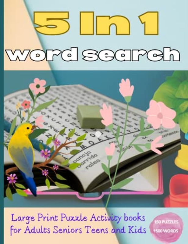 5 In 1 Word Search Book for Adults, Seniors, Teens and Kids :Word Search Books with Solutions: Get your brain working with Regular Word Search Books, ... to solve. large print puzzle activity books