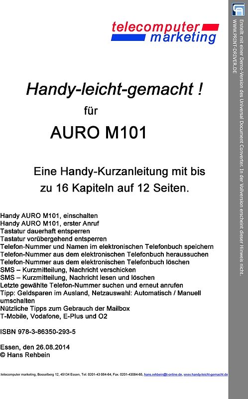 AURO M101 leicht-gemacht. Handy-leicht-gemacht für AURO M101
